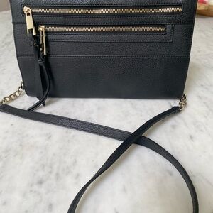 Banana Republic Black Leather Crossbody with Gold Hardware